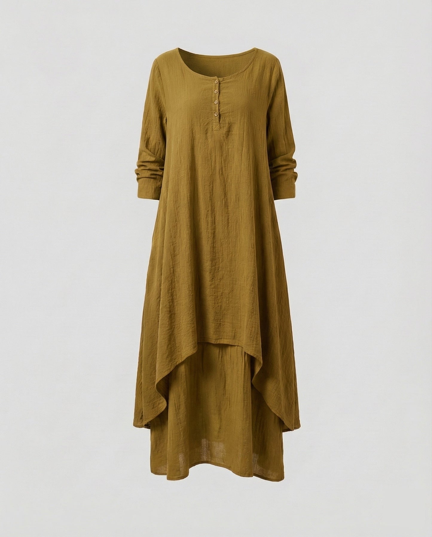 Damen zweilagiges Boho-Maxikleid in Leinenoptik