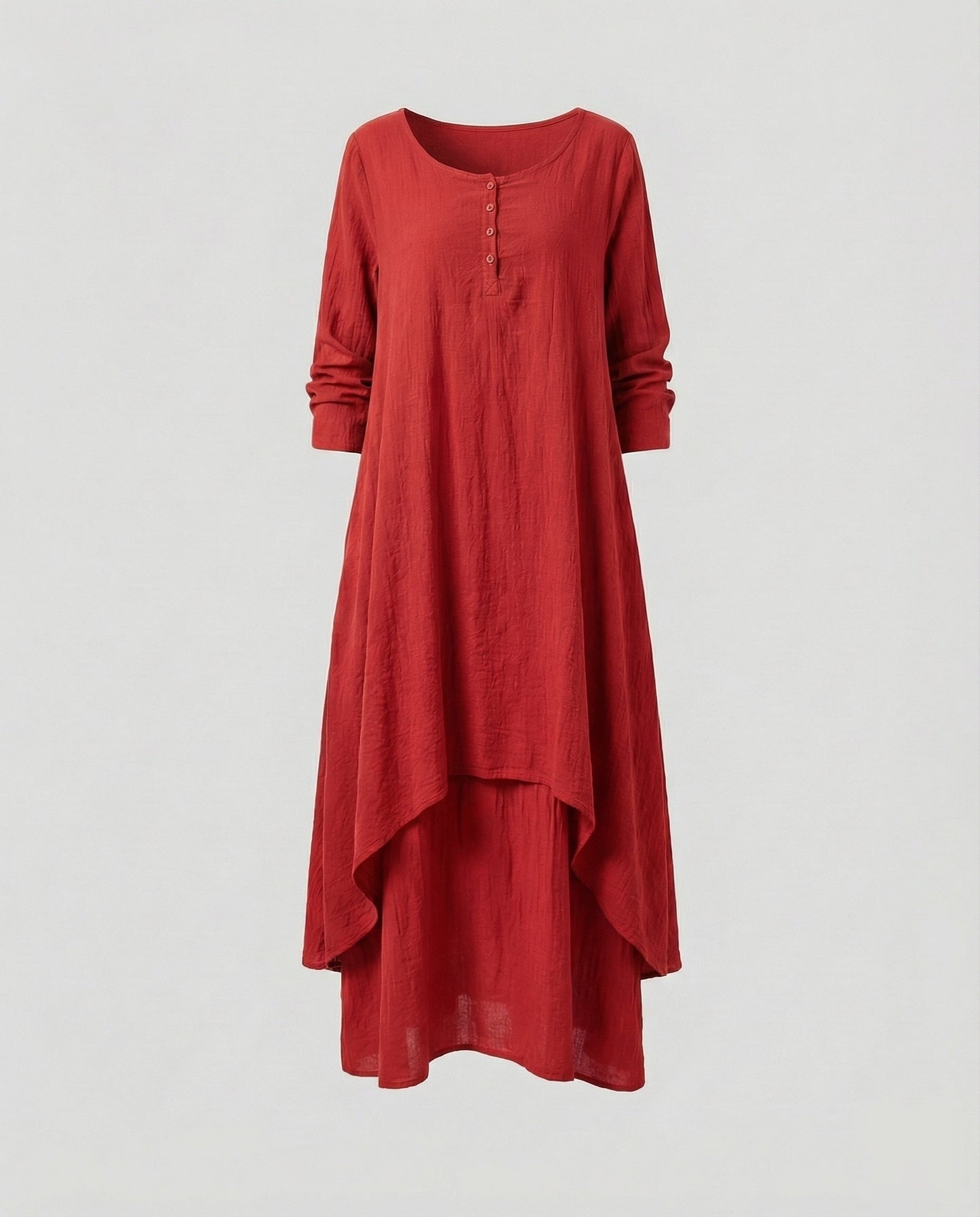 Damen zweilagiges Boho-Maxikleid in Leinenoptik