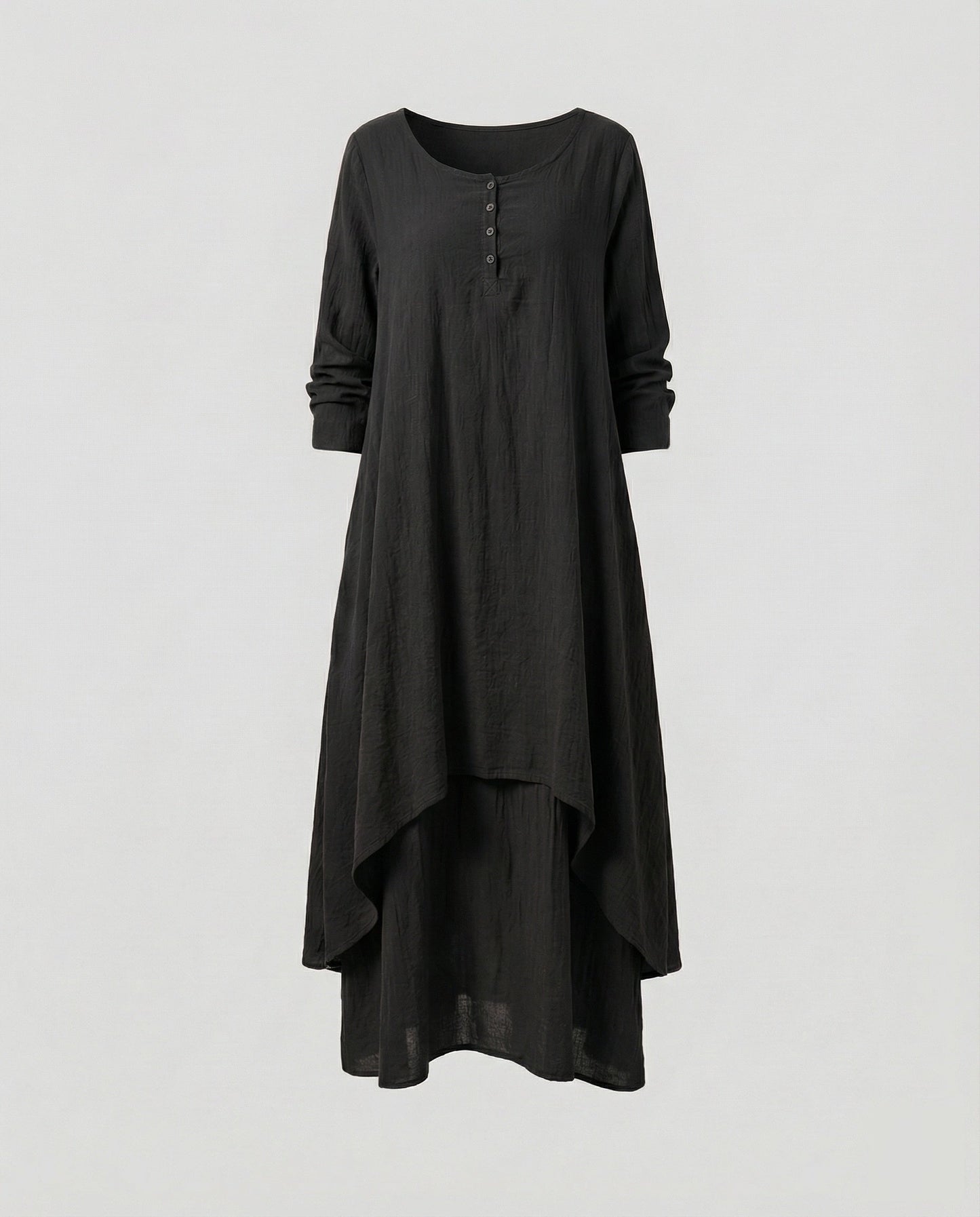 Damen zweilagiges Boho-Maxikleid in Leinenoptik