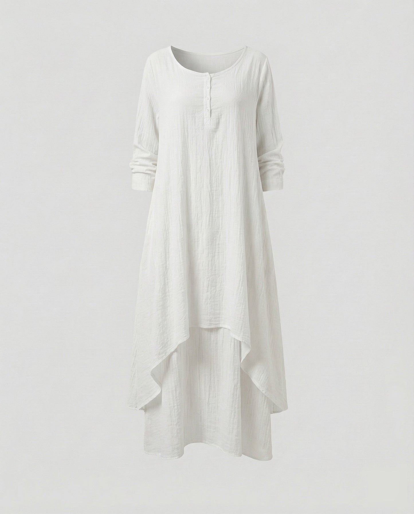 Damen zweilagiges Boho-Maxikleid in Leinenoptik