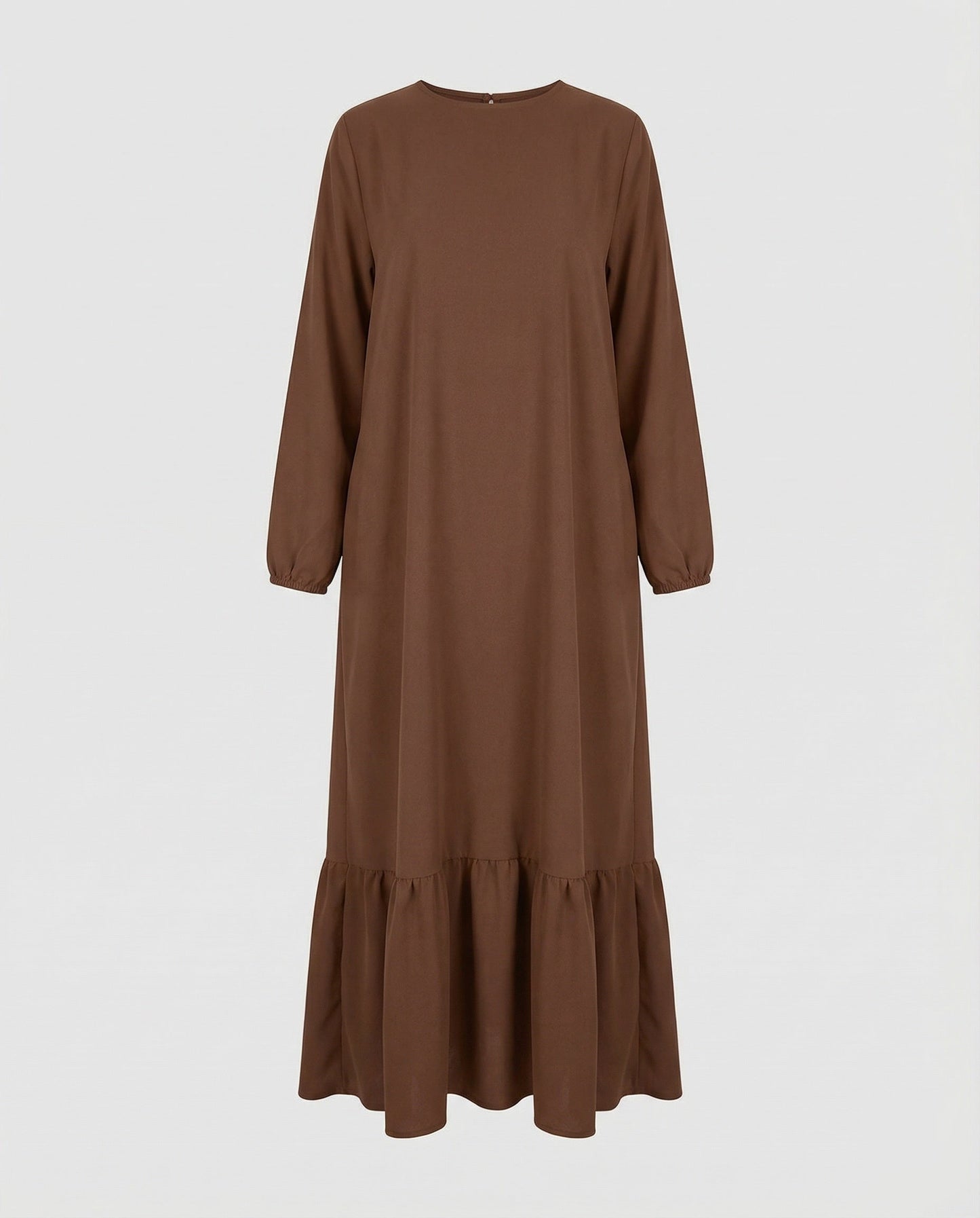 Damen schlichtes Maxikleid mit Volantstufe