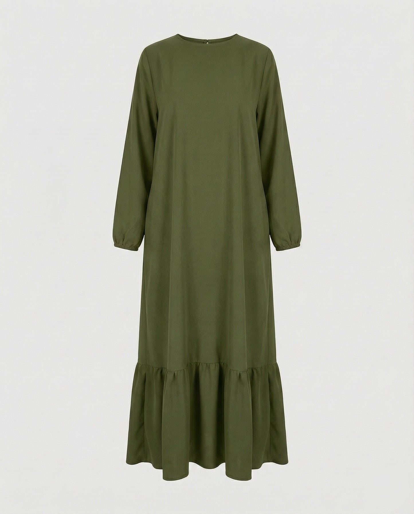 Damen schlichtes Maxikleid mit Volantstufe