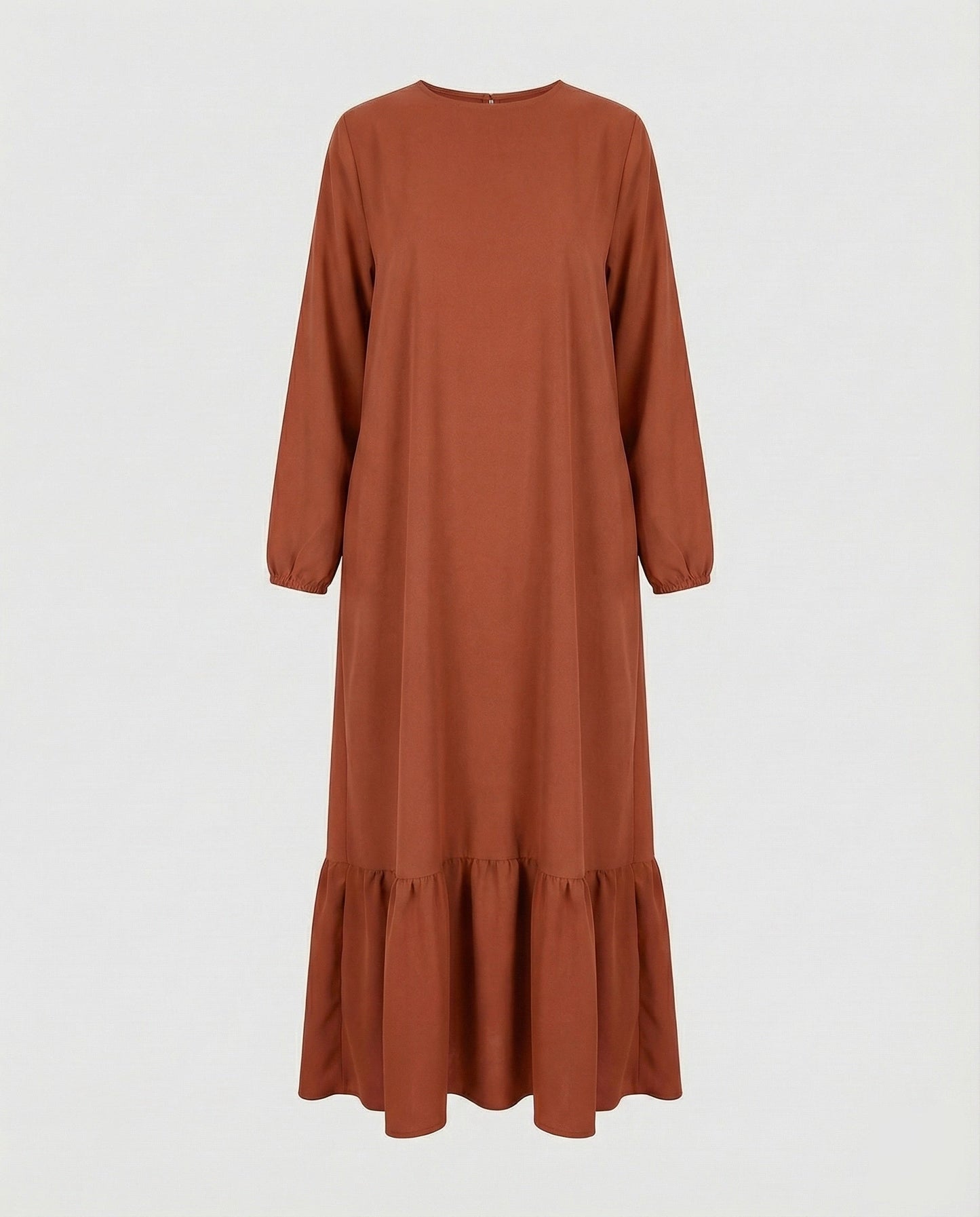 Damen schlichtes Maxikleid mit Volantstufe