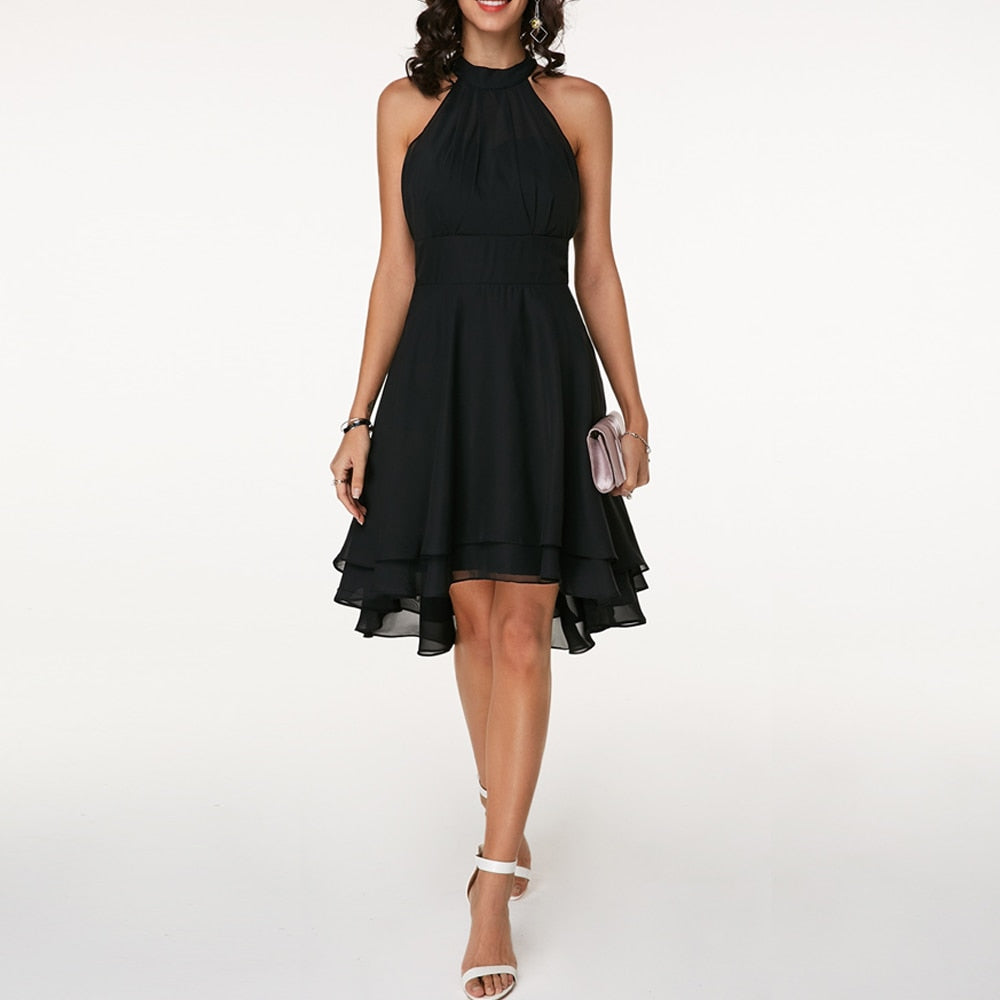 Zwergini-Mode | Damen Kleid mit Rüschen Neckholder