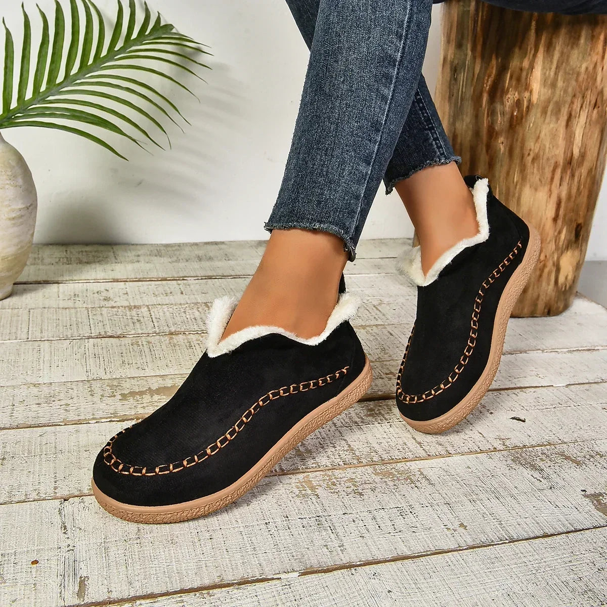 Kaufsy™ Damen warme Winter Slip-On Plateau Stiefeletten