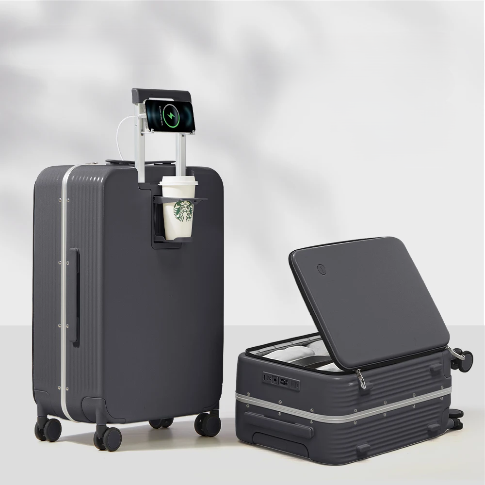 Aluminiumrahmen-Hartschalenkoffer mit USB-Port – Turin