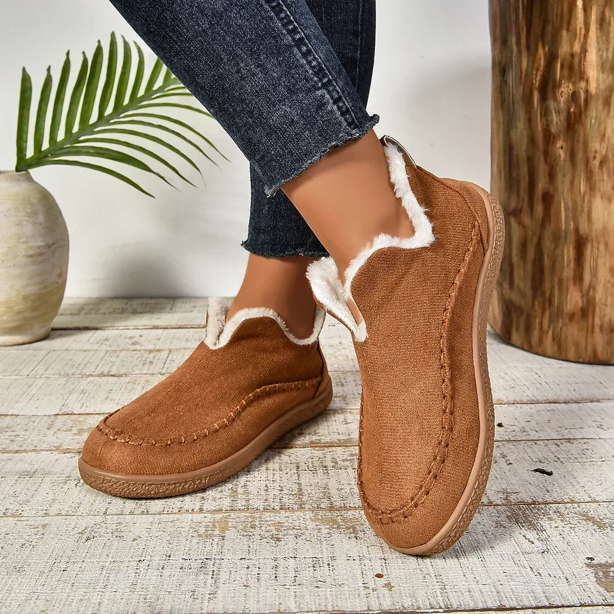 Kaufsy™ Damen warme Winter Slip-On Plateau Stiefeletten