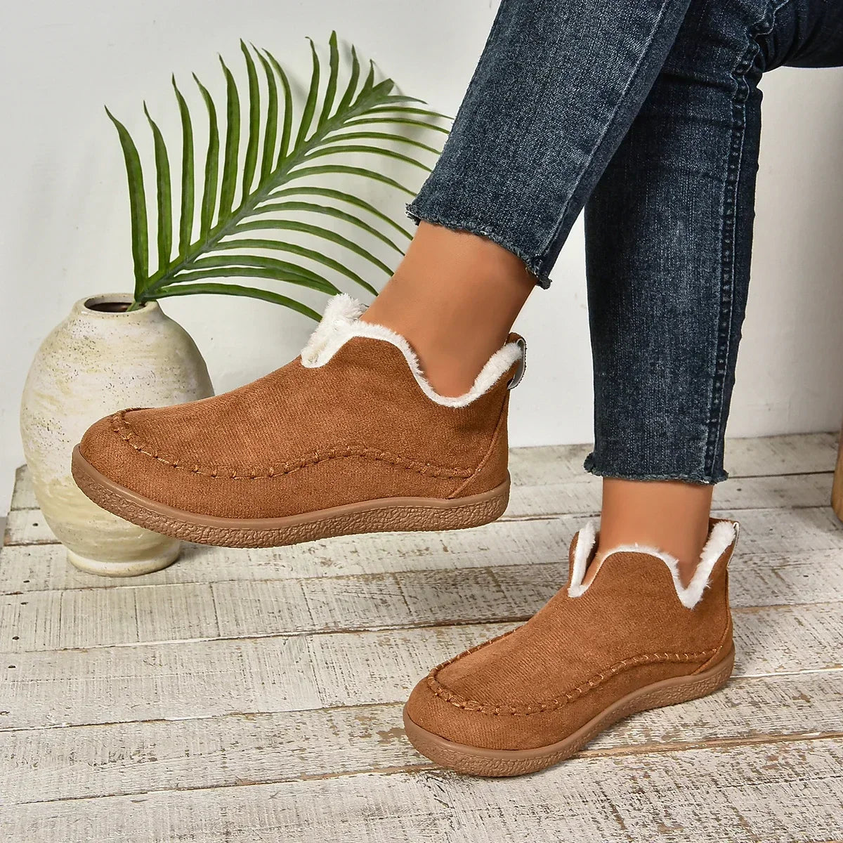 Kaufsy™ Damen warme Winter Slip-On Plateau Stiefeletten