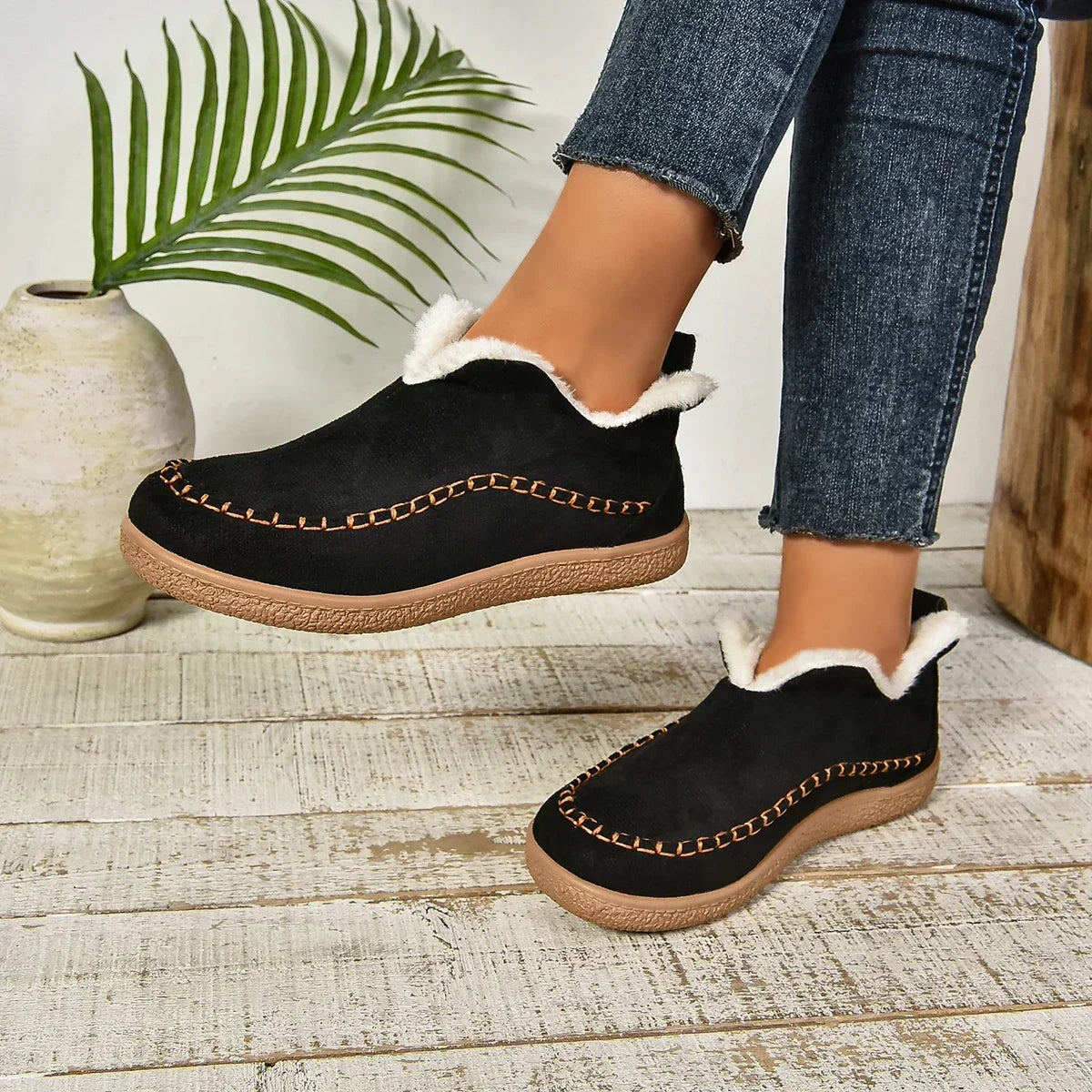 Kaufsy™ Damen warme Winter Slip-On Plateau Stiefeletten