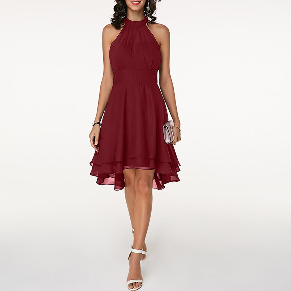 Zwergini-Mode | Damen Kleid mit Rüschen Neckholder