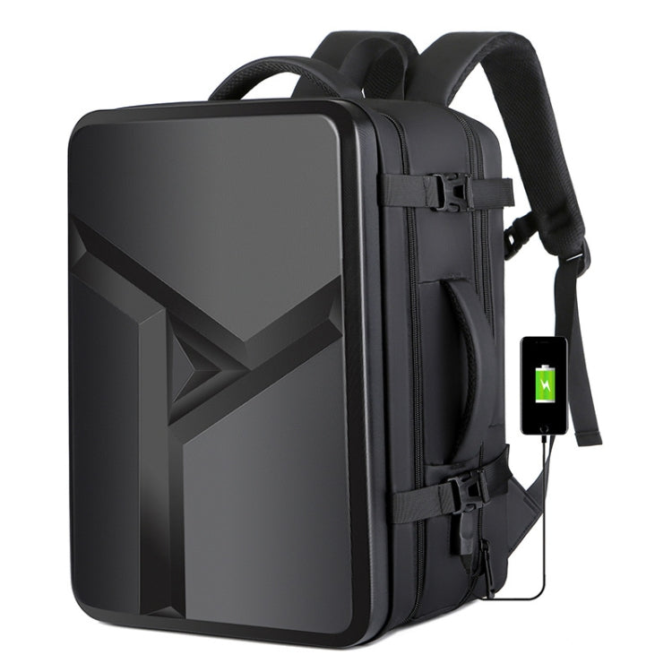 kaufsy | Großraummäßiger wasserdichter erweiterbarer Hartschalen-Rucksack mit USB-Ladeanschluss (161 Schwarz)