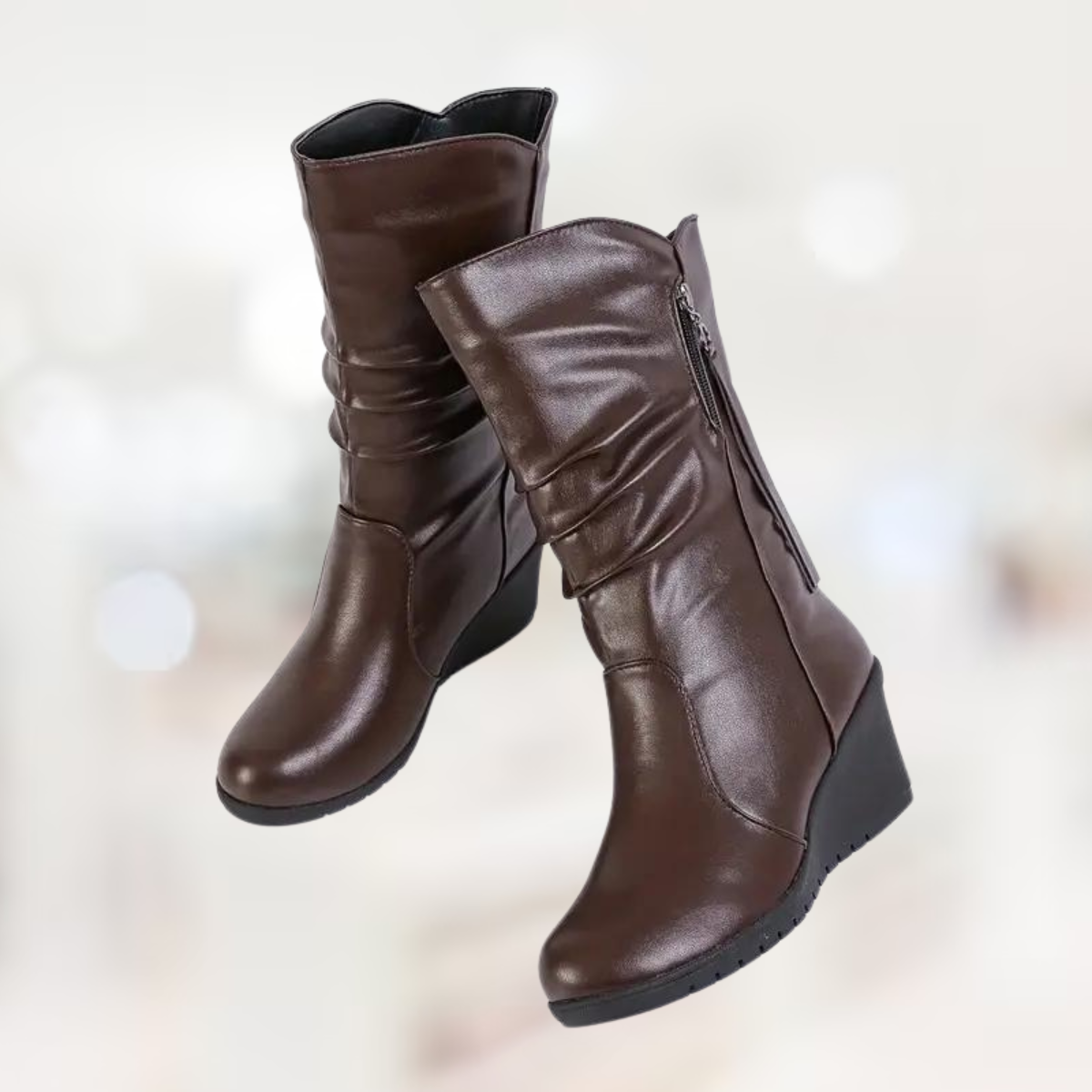 Zwergini-Mode – Halbhohe Winter-Keilstiefel für Damen
