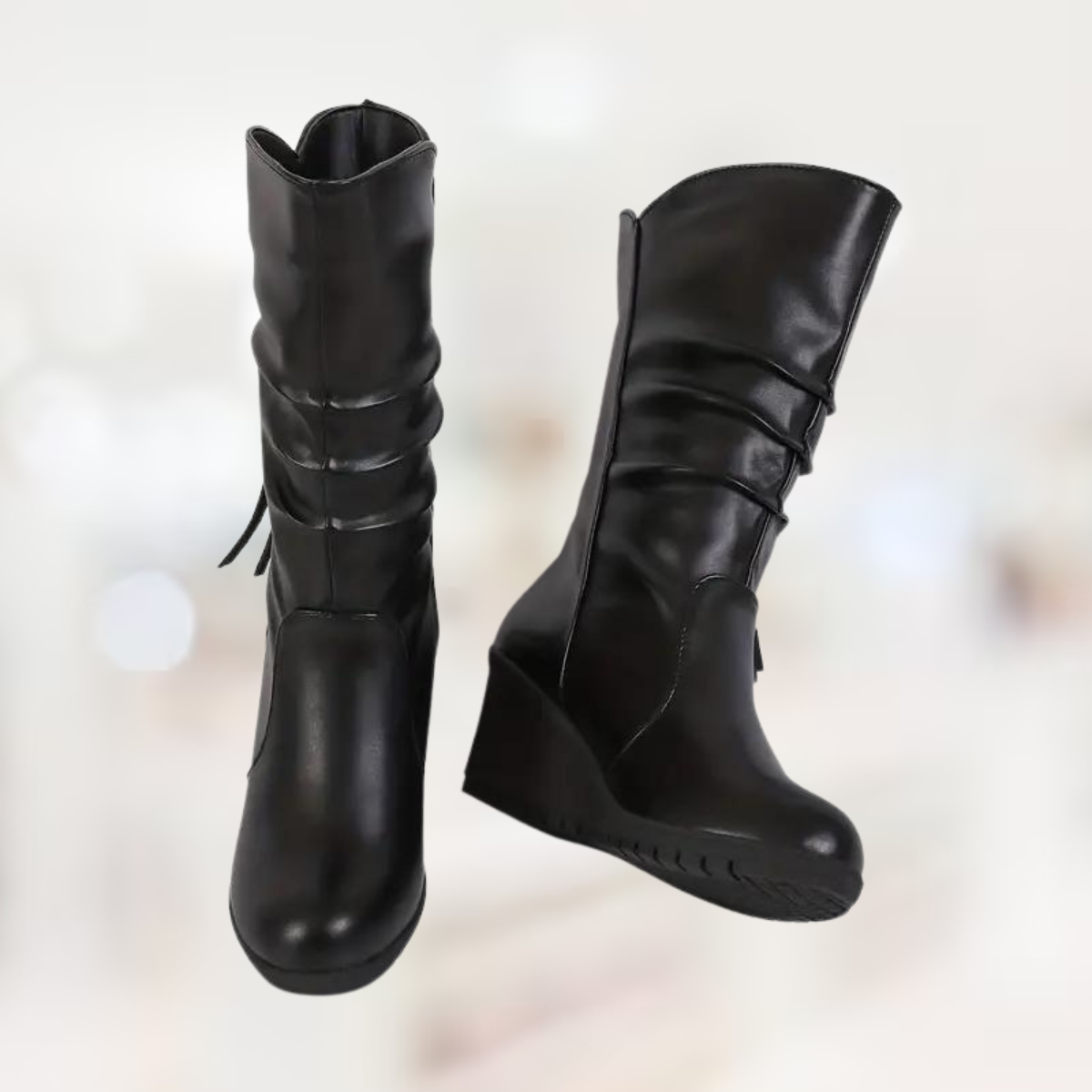 Zwergini-Mode – Halbhohe Winter-Keilstiefel für Damen