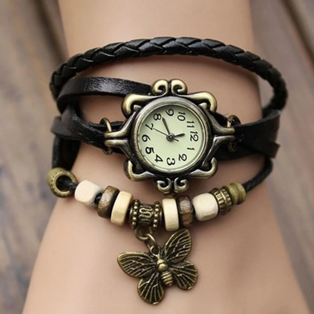Zwergini-Mode – Damen-Accessoire-Uhr mit Vintage-Blumenarmband