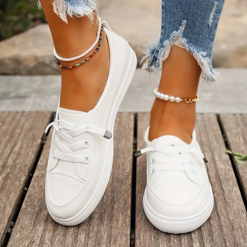 Zwergini-Mode | Damen Klassische Freizeit Sneaker Weiß