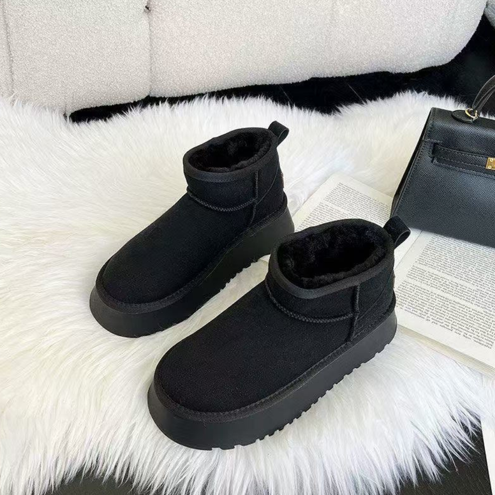 Damen Plateaustiefel, warmes Fellfutter, stilvoll & komfortabel