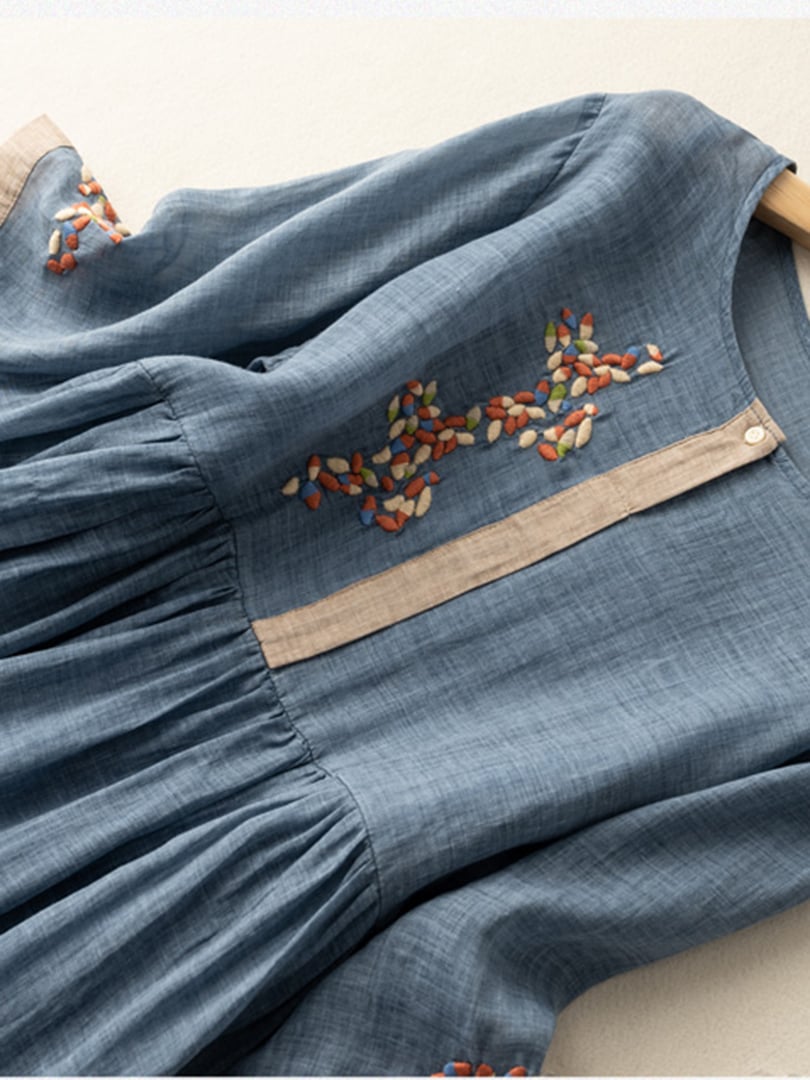 Zwergini-Mode | Besticktes Kleid aus Baumwolle