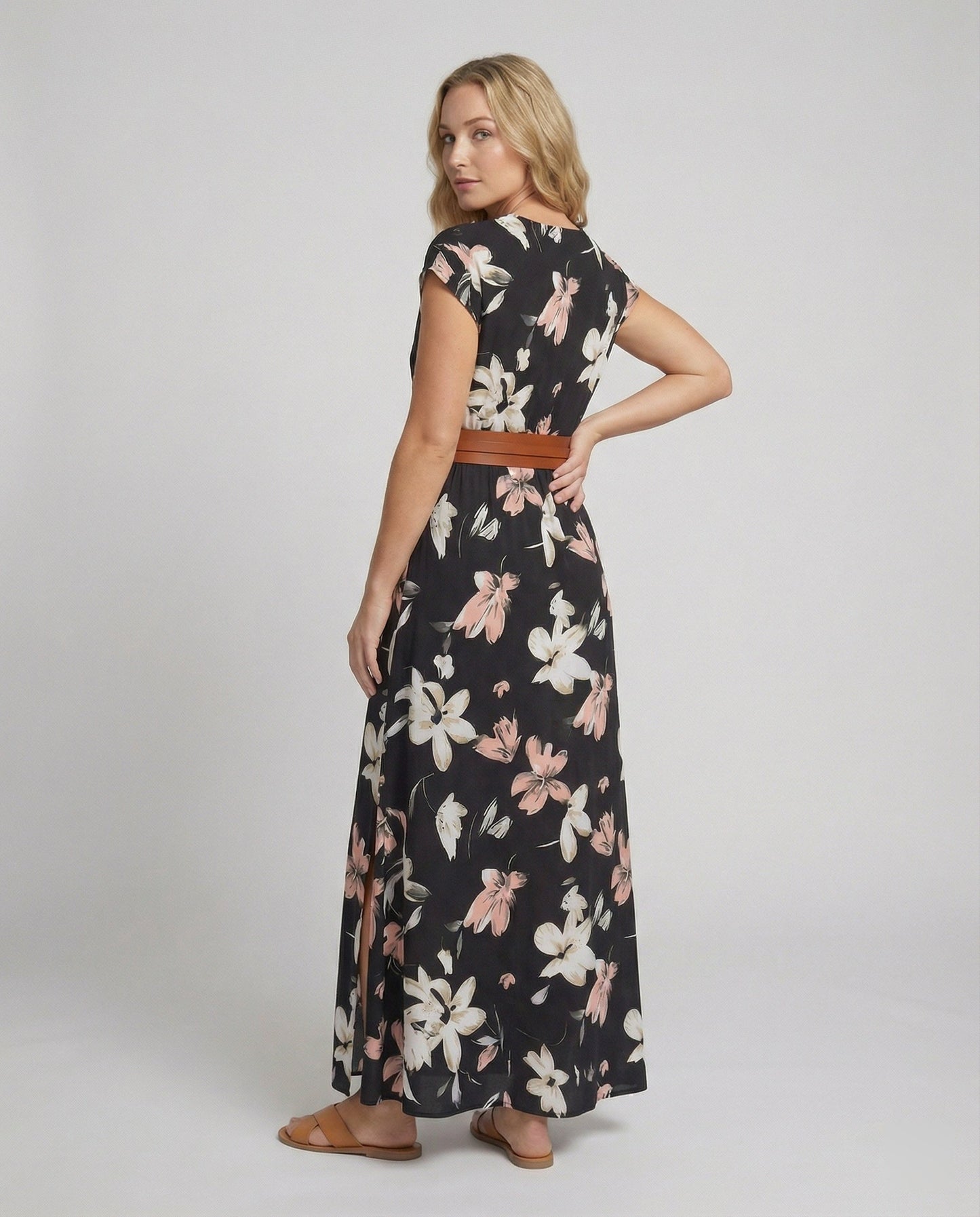 Boho Langes Maxikleid mit Blumenmuster für Sommer & Urlaub | Zwergini-Mode