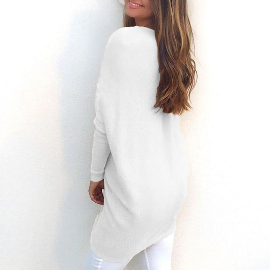Zwergini-Mode - Sweater |Eleganter langer Pullover mit V-Ausschnitt für Damen