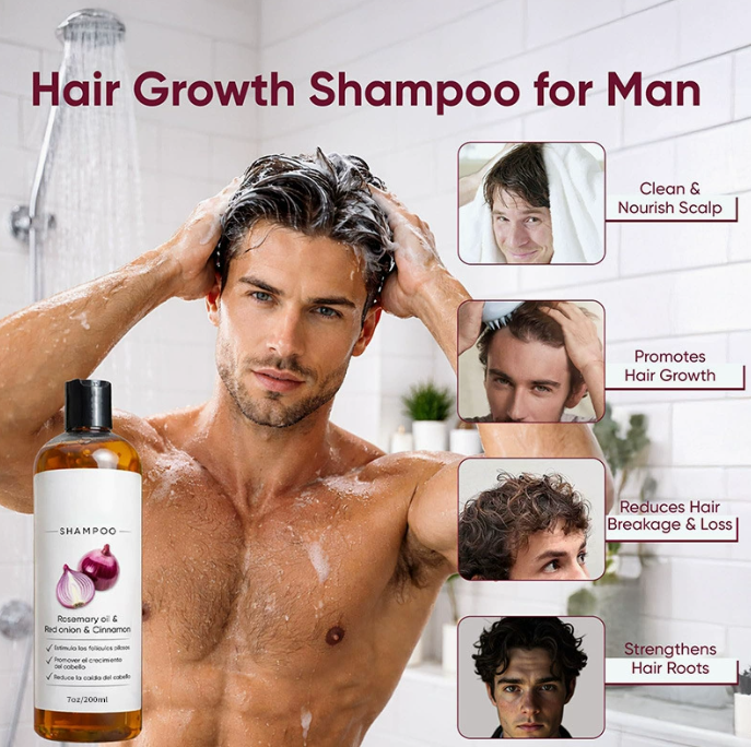 Rosmarin & Zwiebel Kopfhaut-Shampoo für glattes, glänzendes Haar