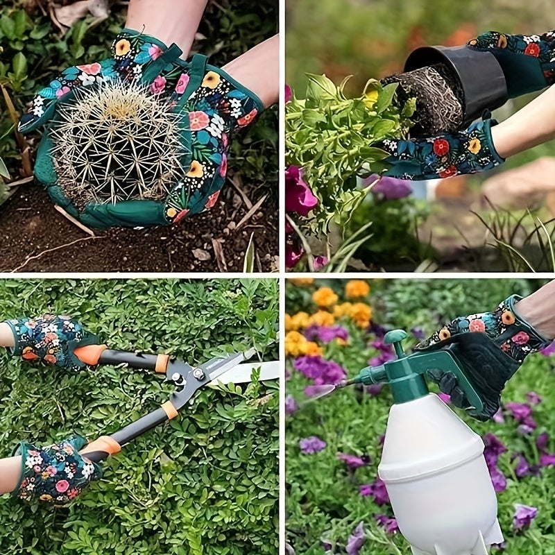 Zwergini-Mode | Atmungsaktive Gartenhandschuhe mit Blumenmuster