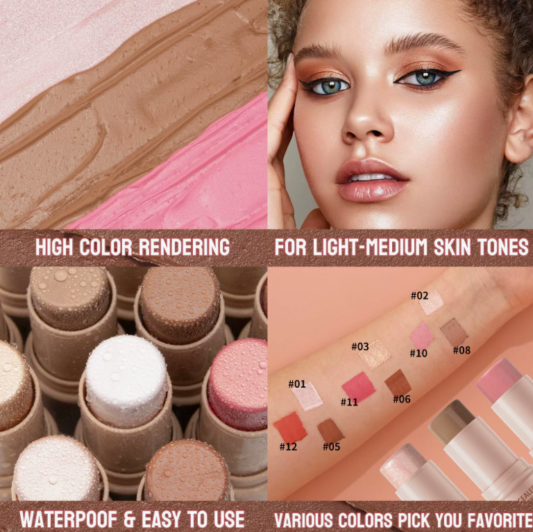3-in-1 Kontur-Stick-Set: Highlighter, Kontur und Rouge