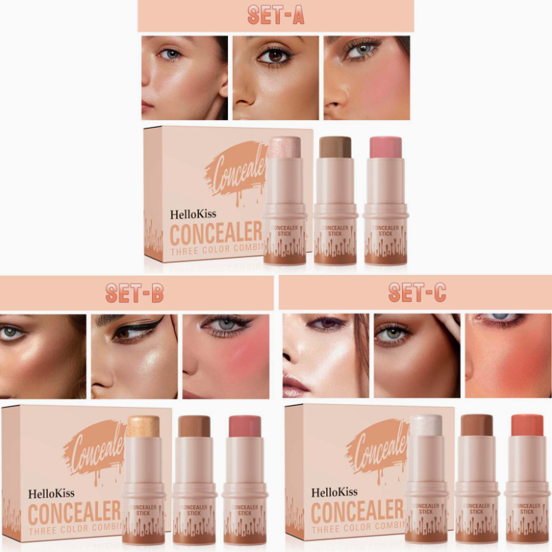 3-in-1 Kontur-Stick-Set: Highlighter, Kontur und Rouge