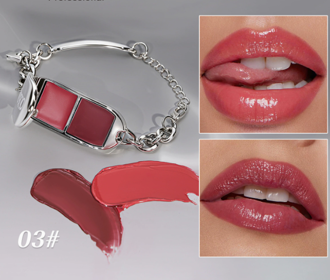 2-in-1 Lipgloss-Armband-Set mit abnehmbarem Charm