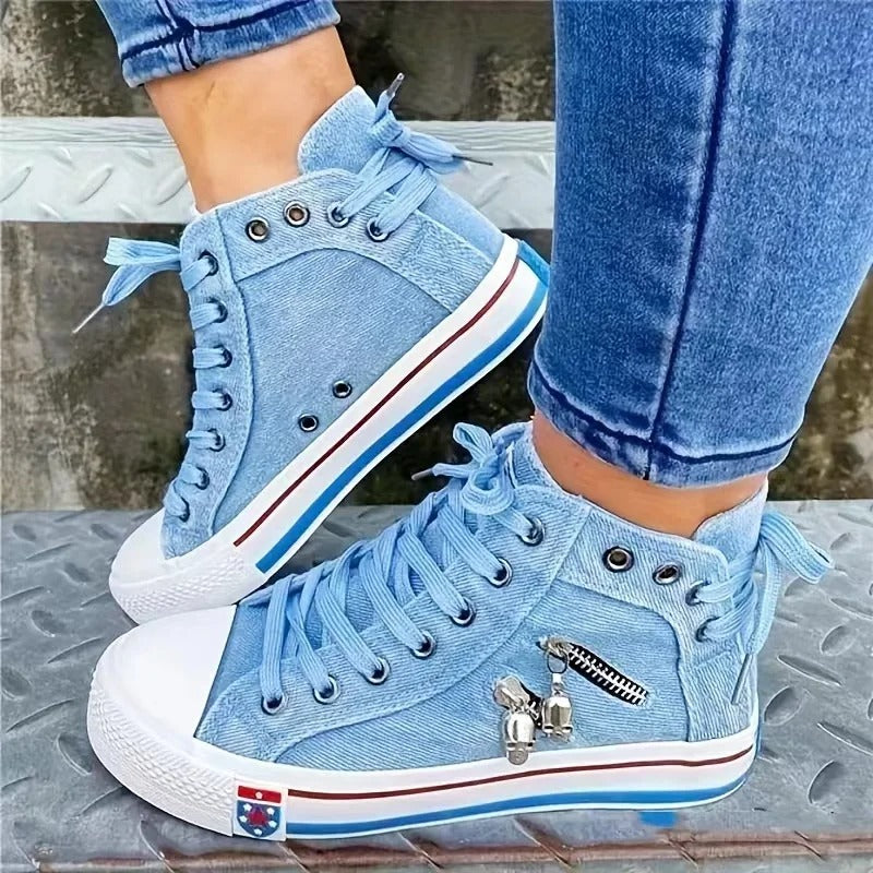 Zwergini-Mode Trend-Sneaker – Jeans-Look & Zipper