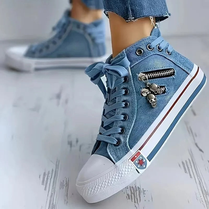 Zwergini-Mode Trend-Sneaker – Jeans-Look & Zipper