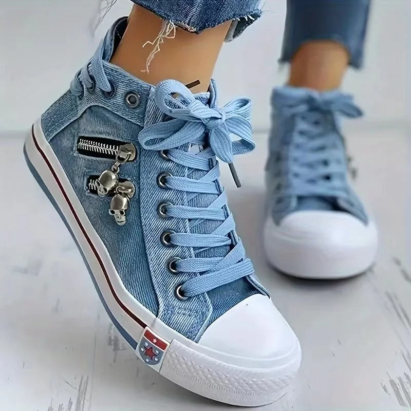 Zwergini-Mode Trend-Sneaker – Jeans-Look & Zipper