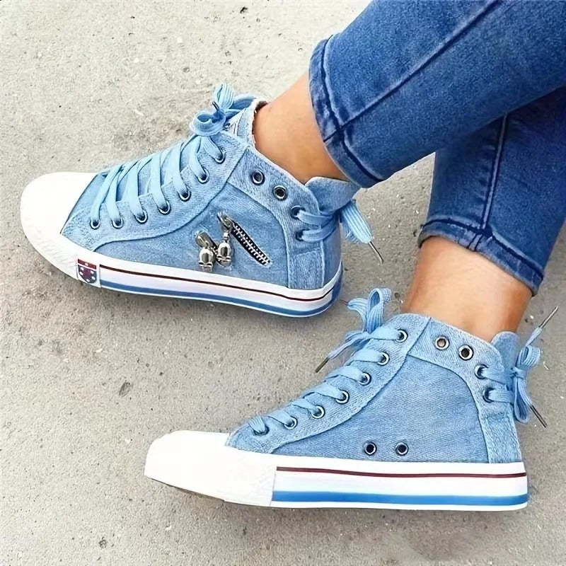 Zwergini-Mode Trend-Sneaker – Jeans-Look & Zipper
