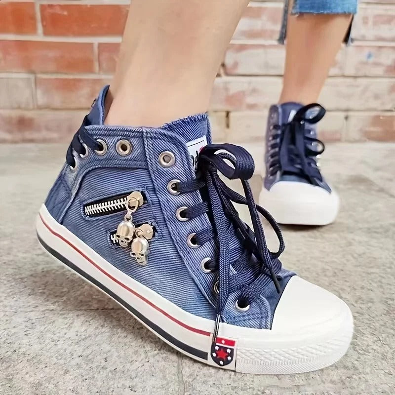 Zwergini-Mode Trend-Sneaker – Jeans-Look & Zipper