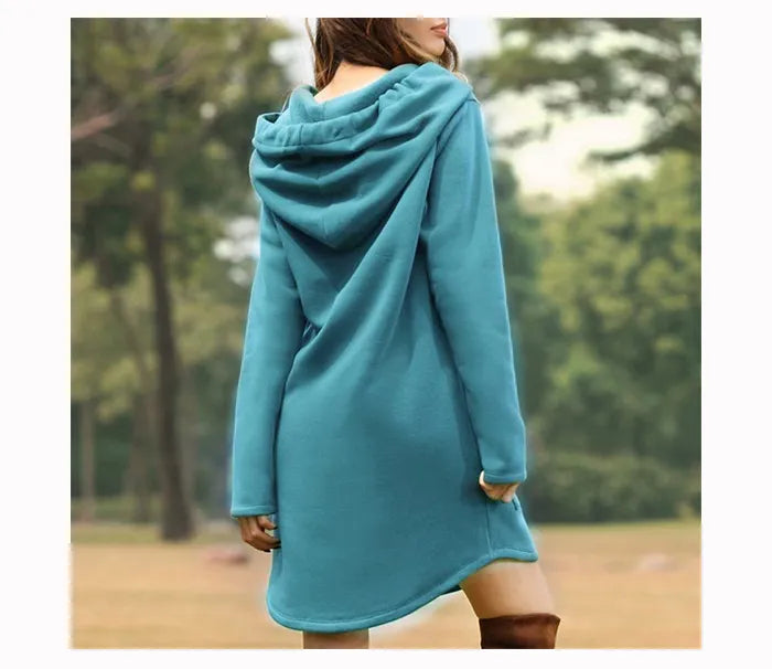 Zwergini-Mode | Gemütliches Langes Sweatshirt-Kleid mit Kapuze