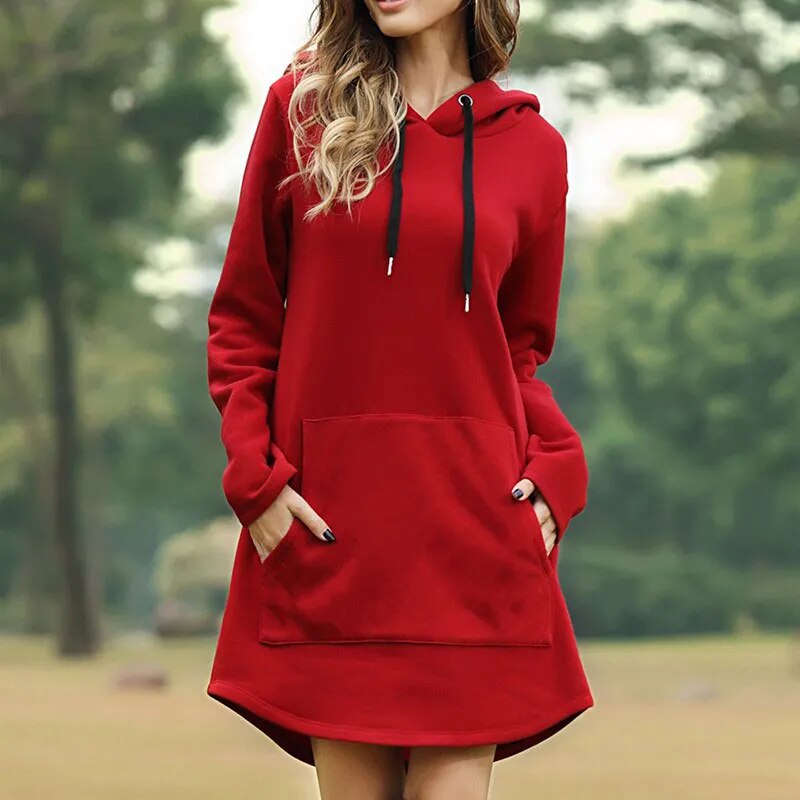 Zwergini-Mode | Gemütliches Langes Sweatshirt-Kleid mit Kapuze