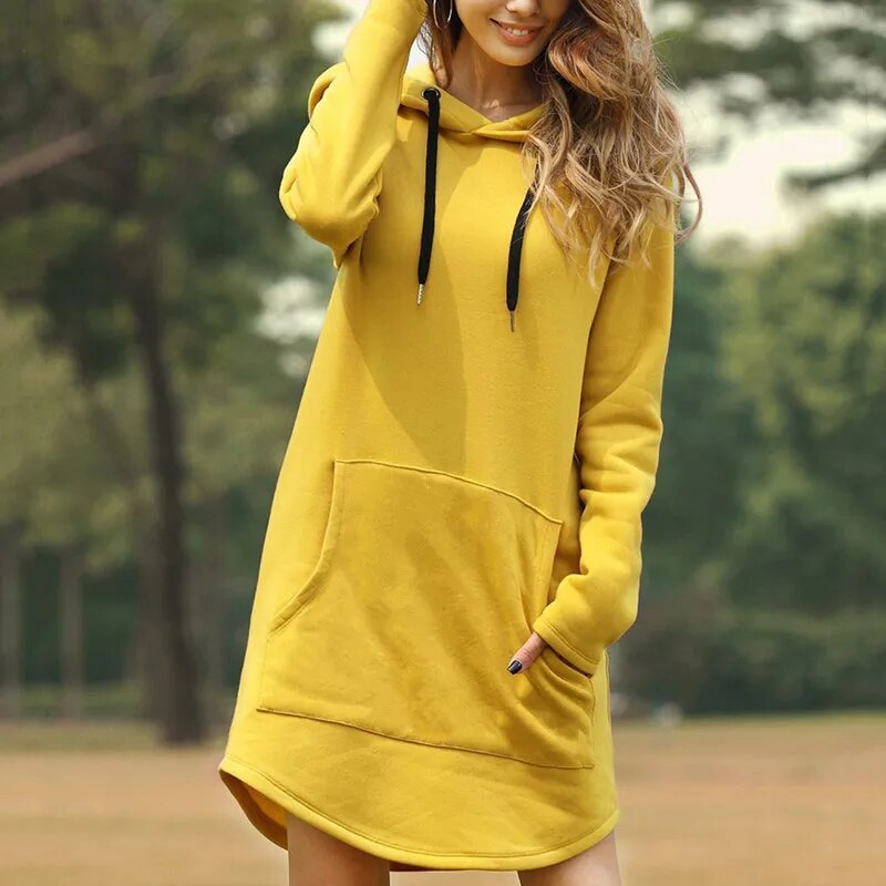 Zwergini-Mode | Gemütliches Langes Sweatshirt-Kleid mit Kapuze