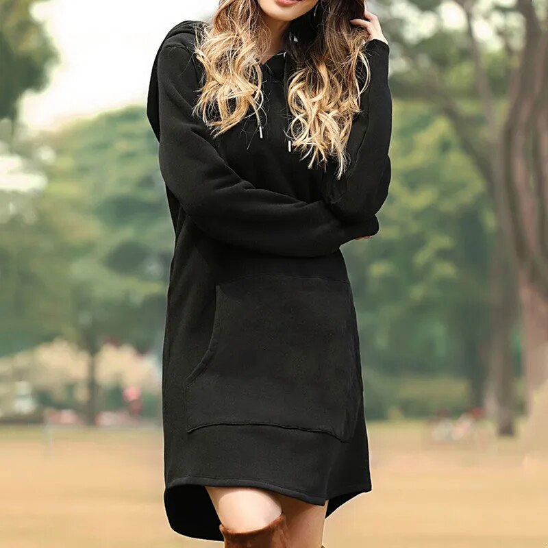 Zwergini-Mode | Gemütliches Langes Sweatshirt-Kleid mit Kapuze