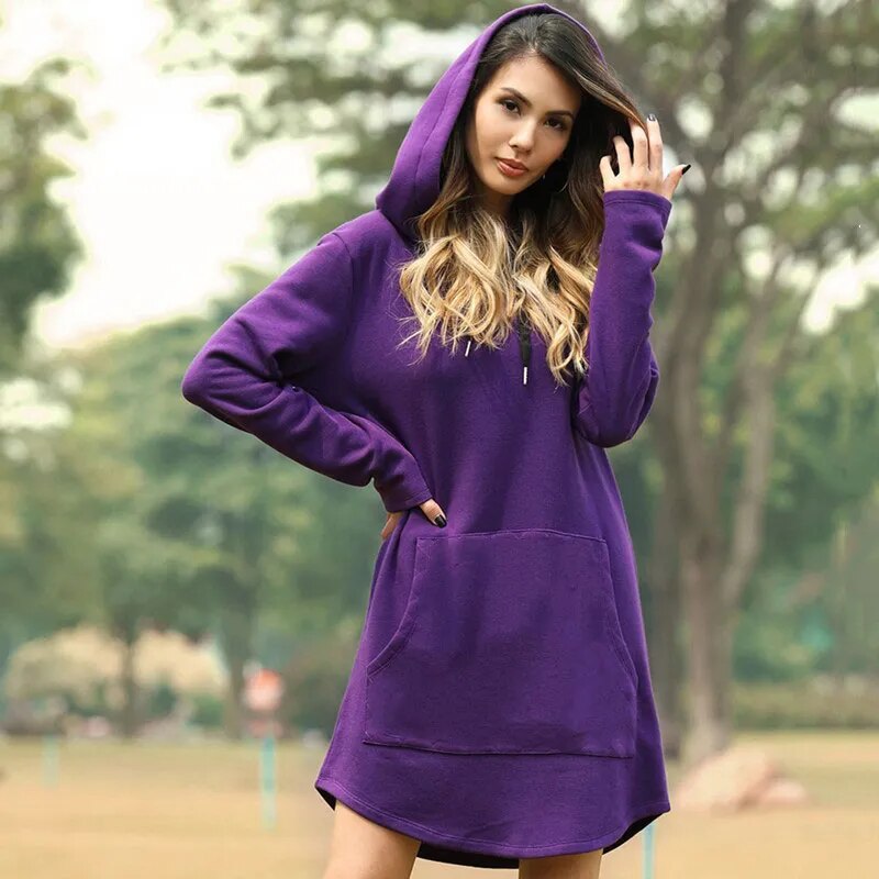 Zwergini-Mode | Gemütliches Langes Sweatshirt-Kleid mit Kapuze