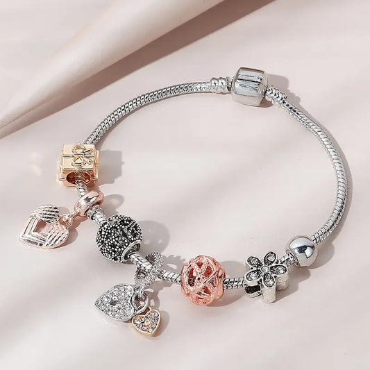 Zwergini-Mode Modisches Armband mit Strasssteinen und Blumen