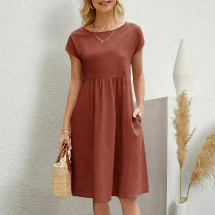 Zwergini-Mode – baumwollkleid für damen mit rundem ausschnitt