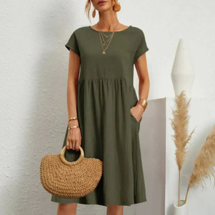 Zwergini-Mode – baumwollkleid für damen mit rundem ausschnitt