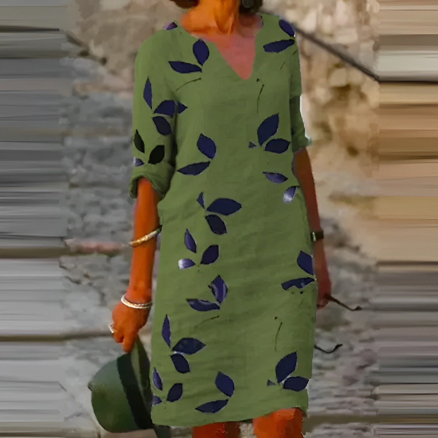 Zwergini-Mode | Atemberaubendes Damen-Sommerkleid mit Blätterdruck