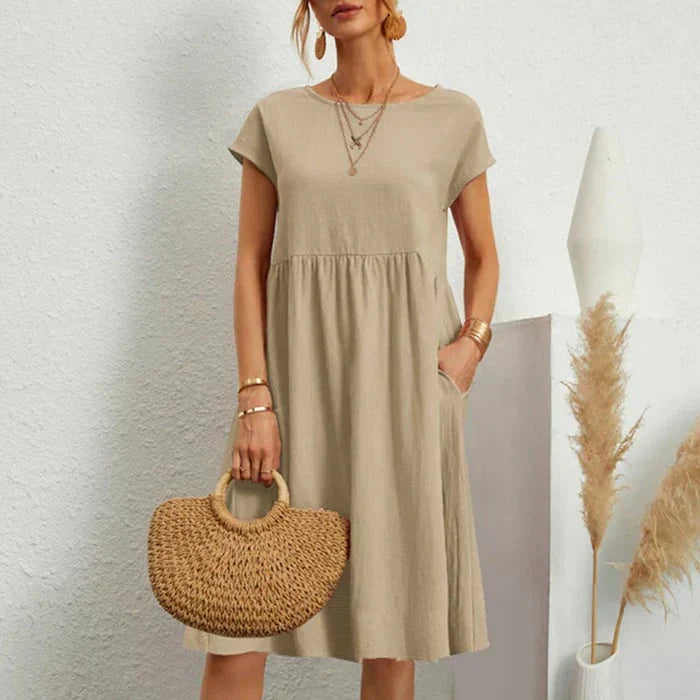 Zwergini-Mode – baumwollkleid für damen mit rundem ausschnitt