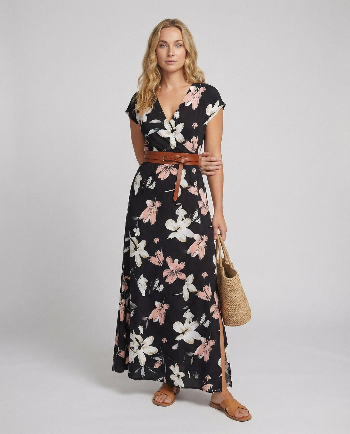 Boho Langes Maxikleid mit Blumenmuster für Sommer & Urlaub | Zwergini-Mode