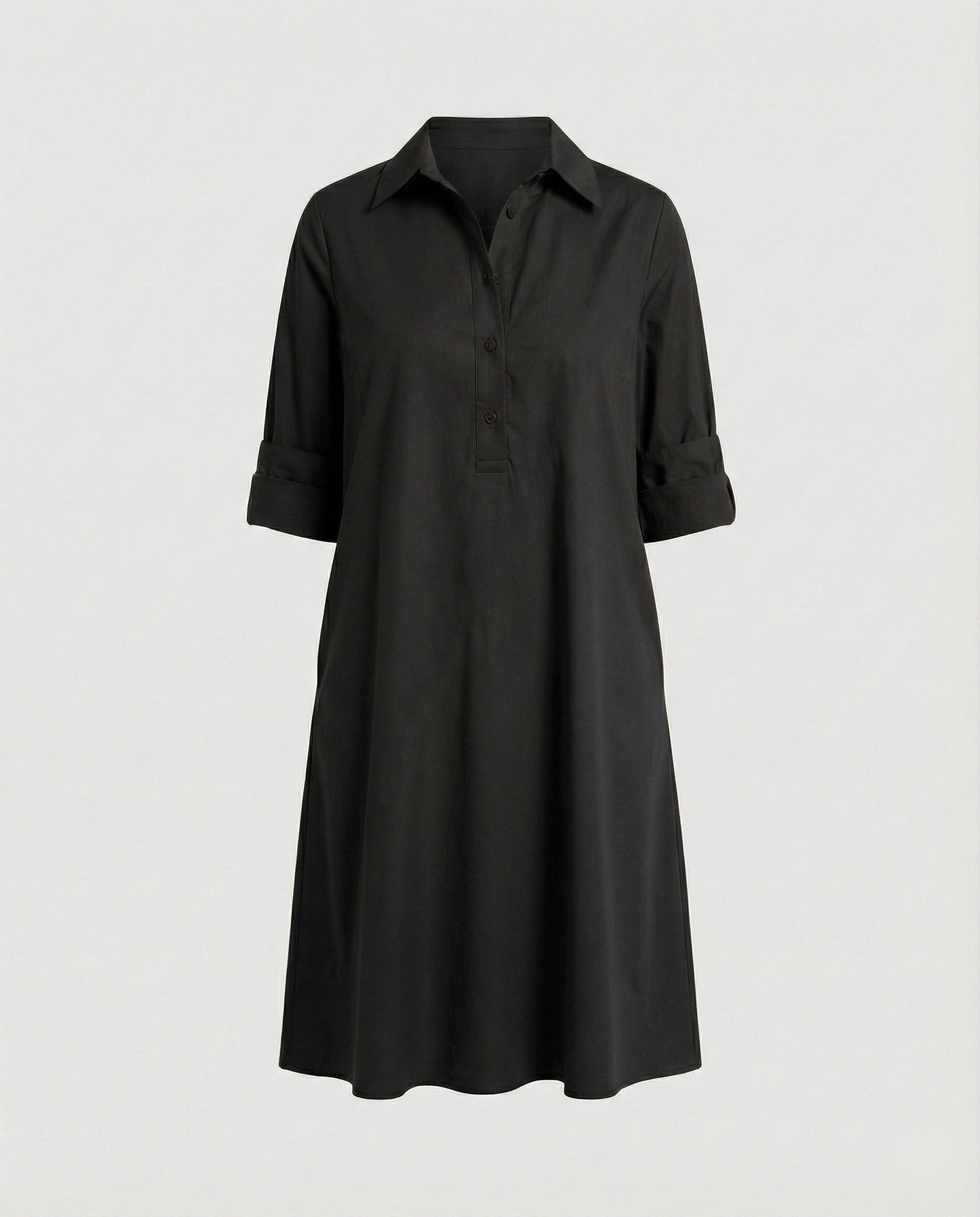 Hemdblusenkleid mit Umlegekragen & Dreiviertelärmel