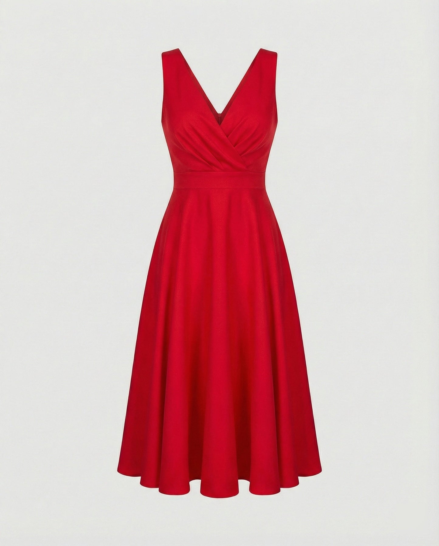 Midi-Kleid in A-Linie, Reißverschluss, Riemen, V-Ausschnitt, ärmellos, elegant, für Damen, Cocktailparty