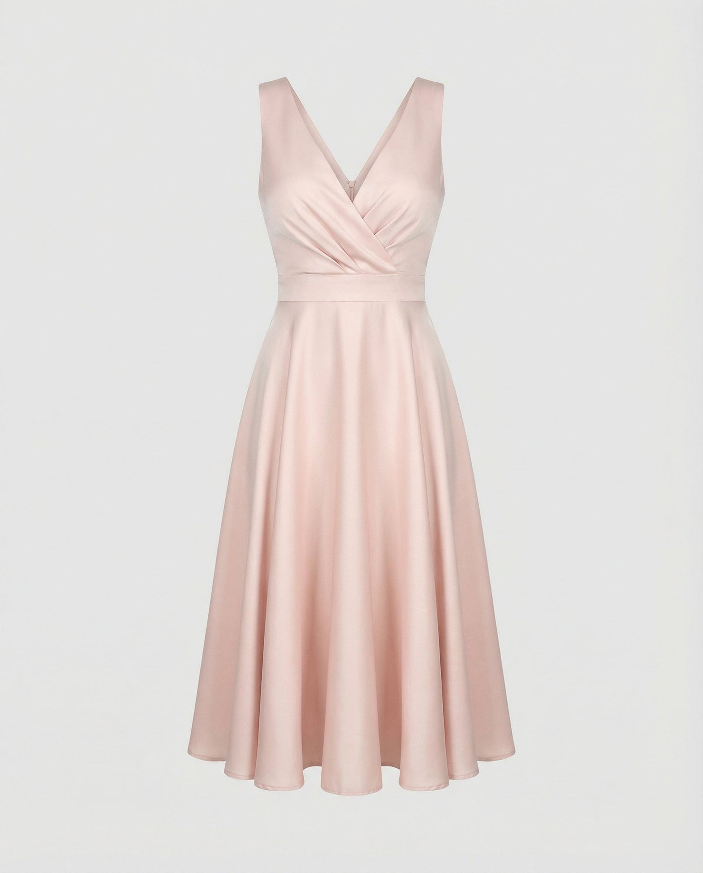 Midi-Kleid in A-Linie, Reißverschluss, Riemen, V-Ausschnitt, ärmellos, elegant, für Damen, Cocktailparty