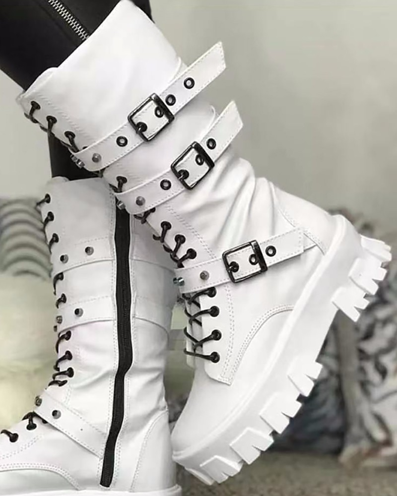 R&BMode | Stiefel Mit Reißverschluss Und Schnallen