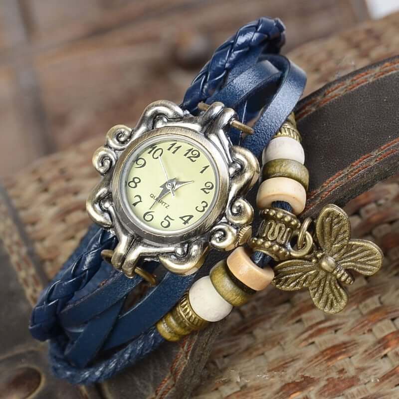 Zwergini-Mode – Damen-Accessoire-Uhr mit Vintage-Blumenarmband