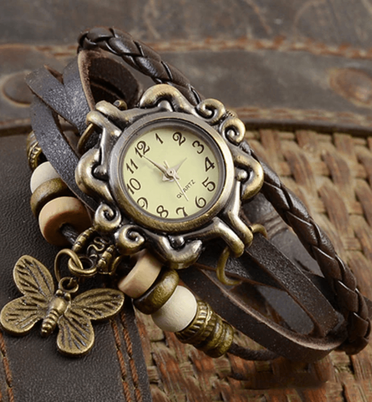 Zwergini-Mode – Damen-Accessoire-Uhr mit Vintage-Blumenarmband